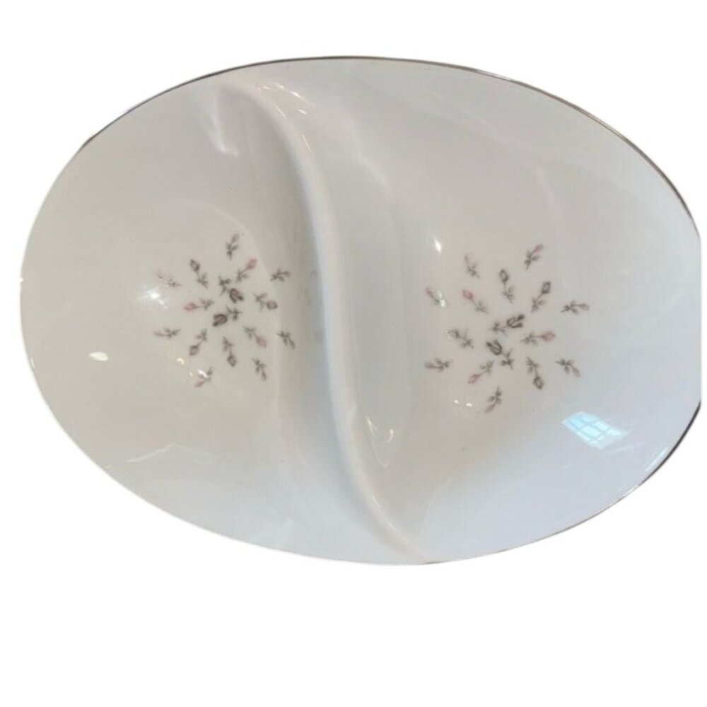 Vintage Petite Bouquet Oval Divided Serving Dish 12" Floral Design Fine China Ma